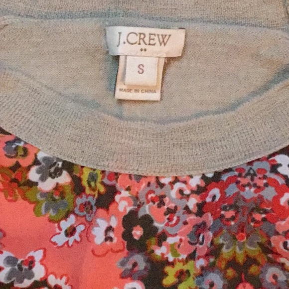 J Crew merino sweater with floral inset - Picture 2 of 4